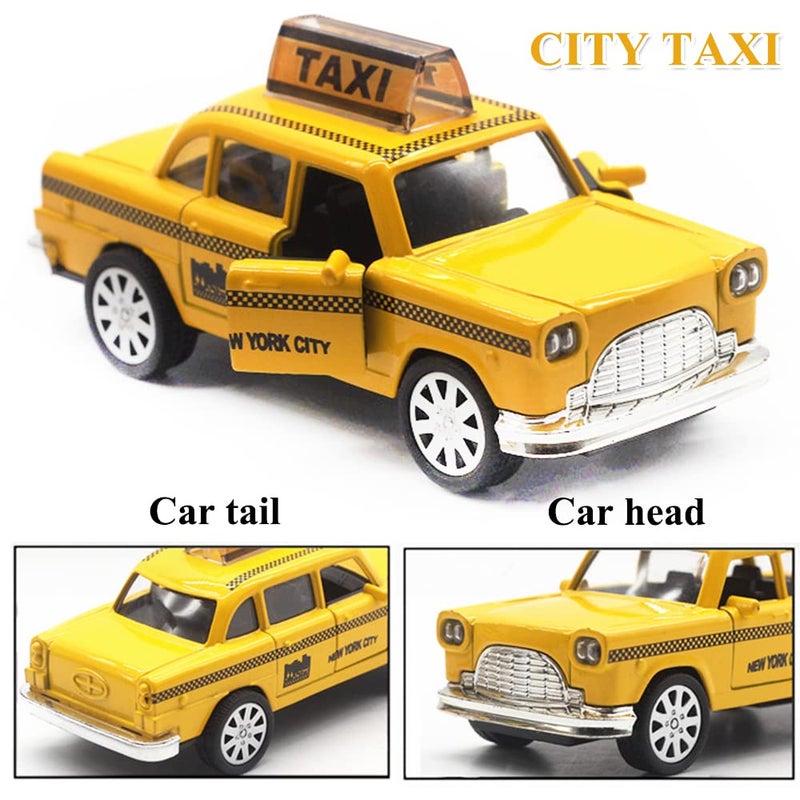 OTONOPI New York City Taxi Cab Toy Taxi Car Toy for Kids Yellow Cab Diecast Model Toy Car with Pullback Action for Toddler Age 3+ Pack of 2 - Image 4